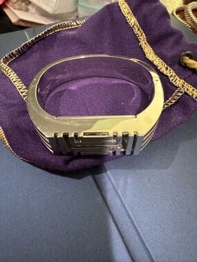 Tory Burch Silver Geometric Metal Bangle Bracelet